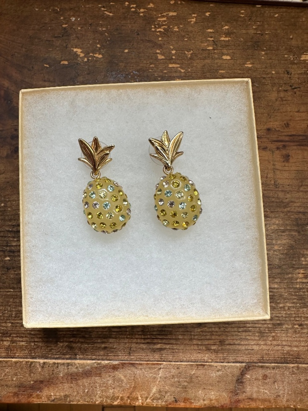 J.Crew Rhinestone Pineapple Drop Earrings - Picture 2 of 4